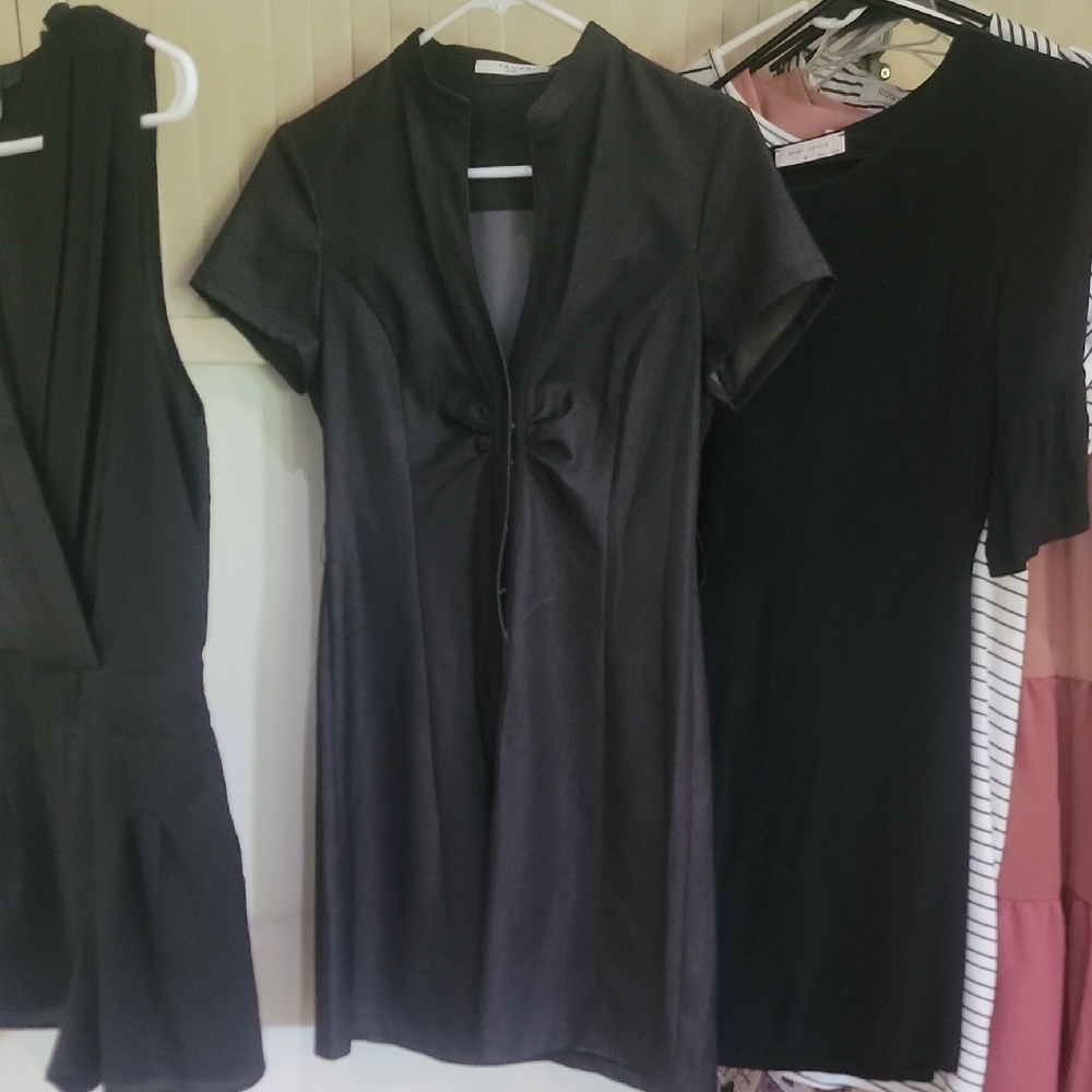 Tahari Black Tie Front Mini Dress
